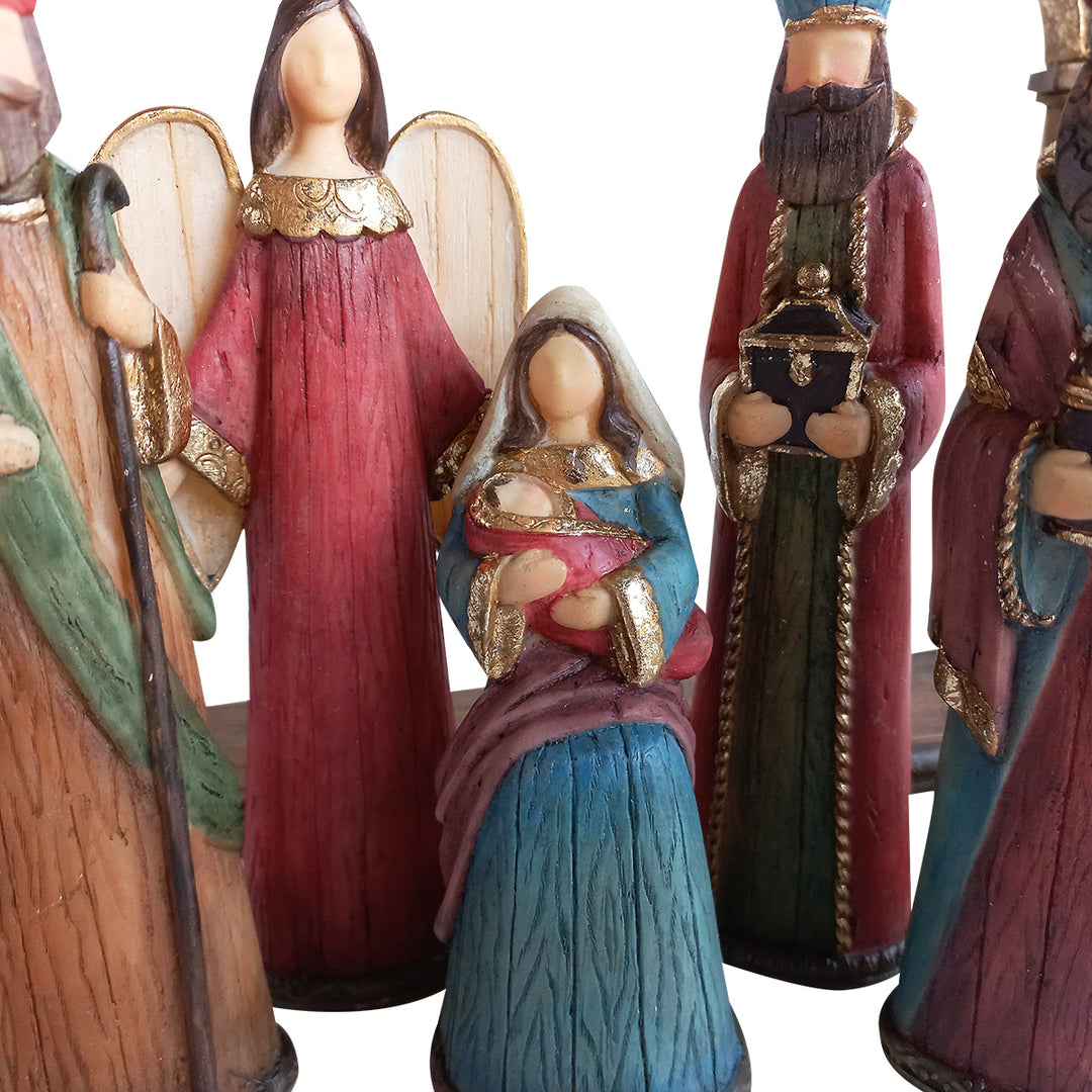 Christmas Nativity With House & Cross Set Of 9