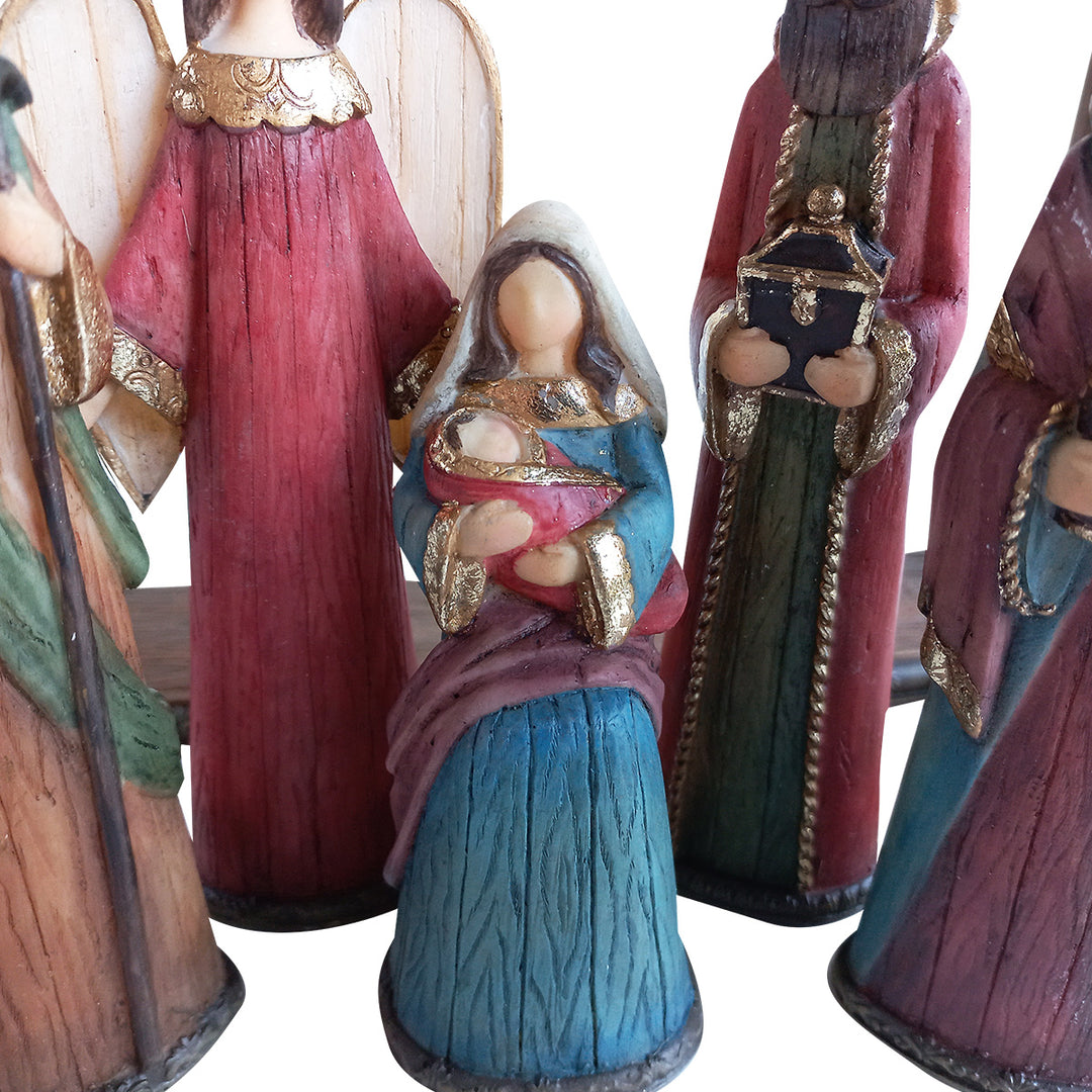 Christmas Nativity With House & Cross Set Of 9