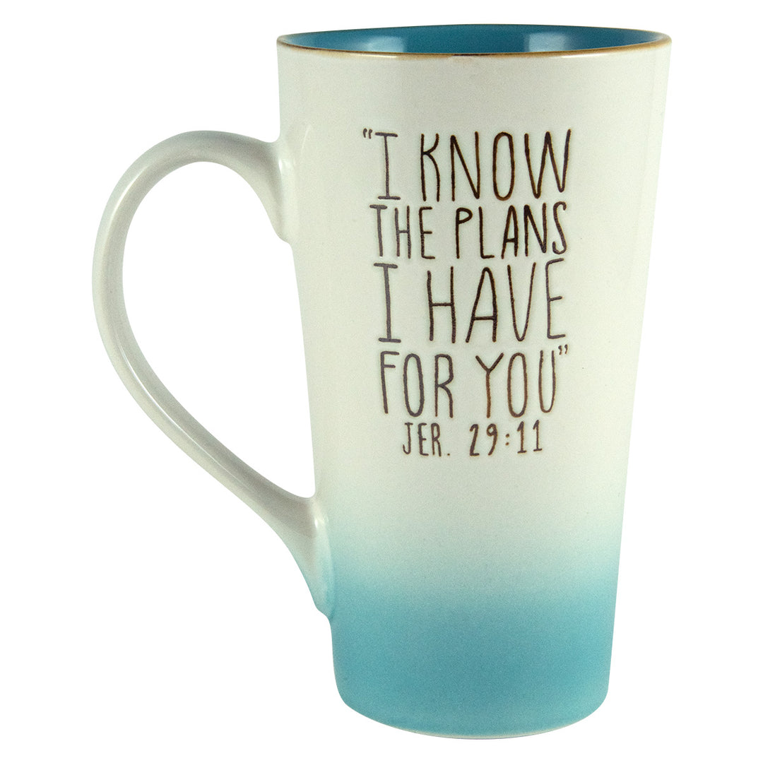 I Know The Plans I Have For You Teal & White Ombre Ceramic Mug - Jer 29:11