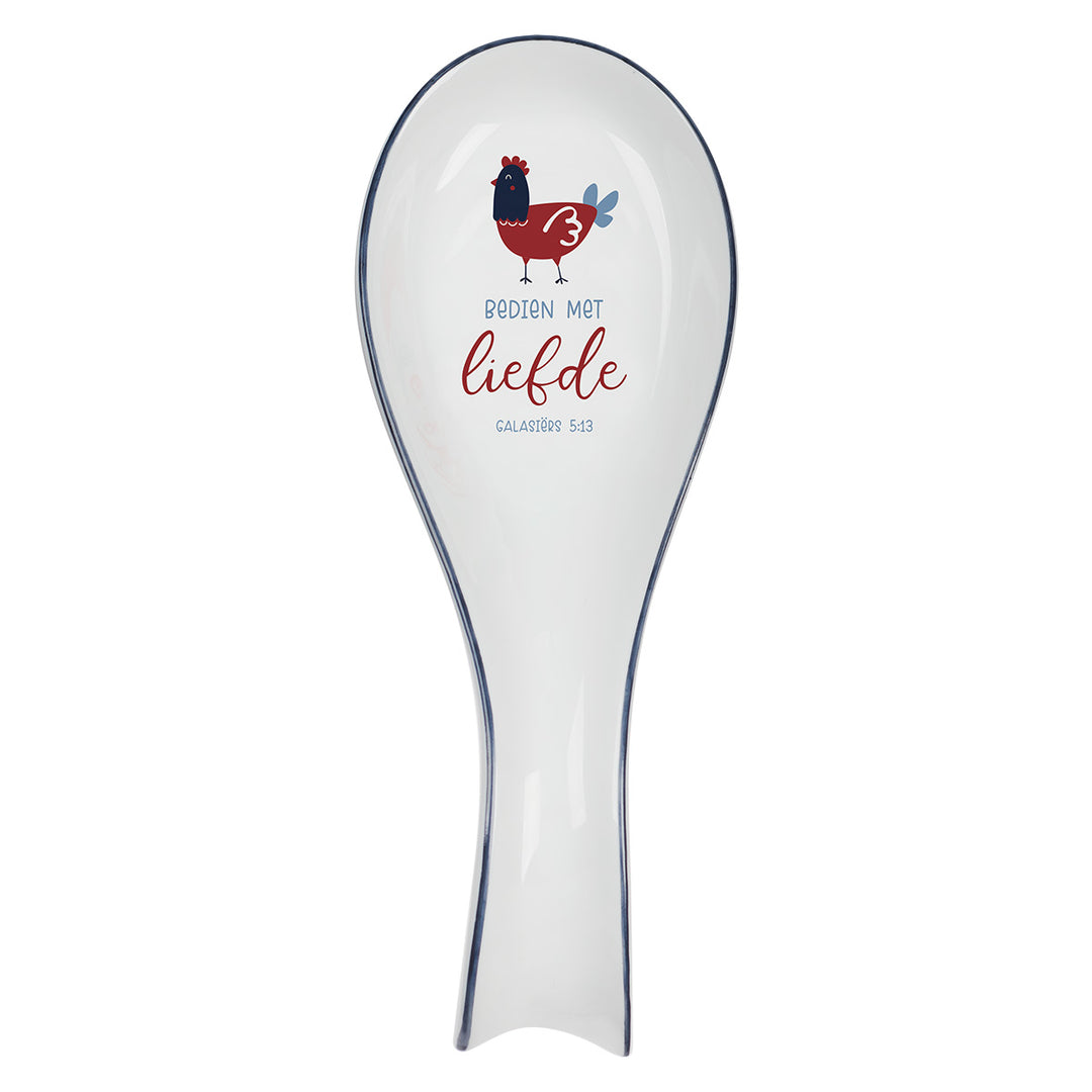 Bedien Met Liefde Afrikaans Ceramic Spoon Rest - Galasiërs 5:13