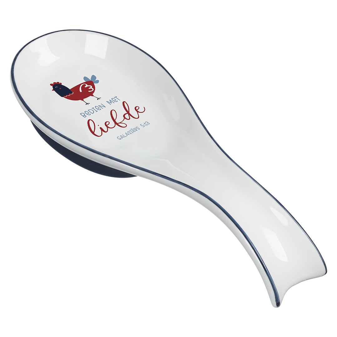 Bedien Met Liefde Afrikaans Ceramic Spoon Rest - Galasiërs 5:13