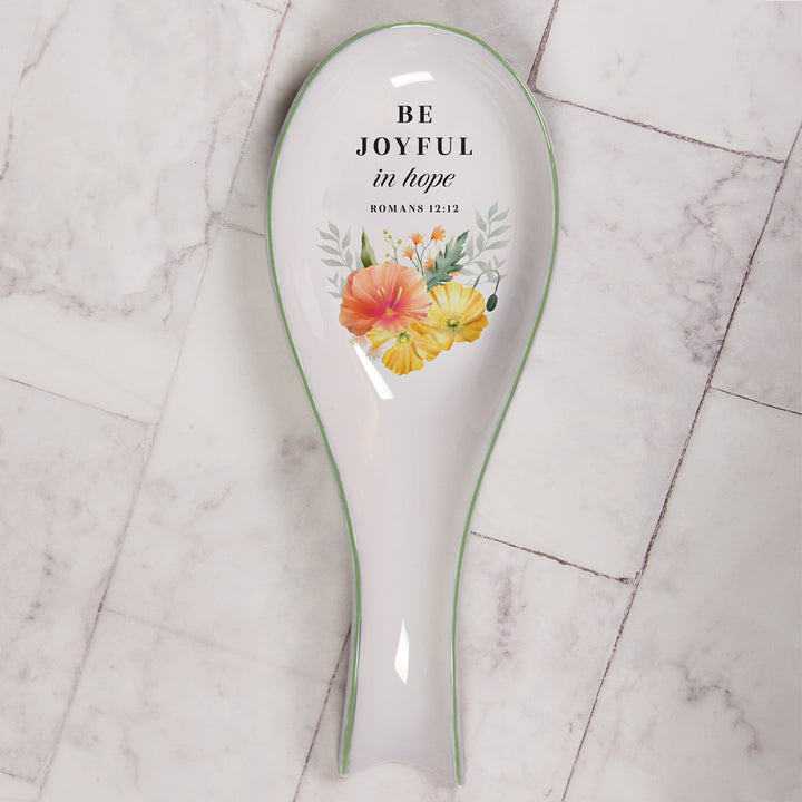 Be Joyful In Hope Ceramic Spoon Rest - Romans 12:12