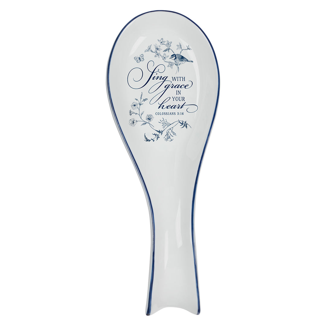 Sing With Grace In Your Heart Ceramic Spoon Rest - Colossians 3:16