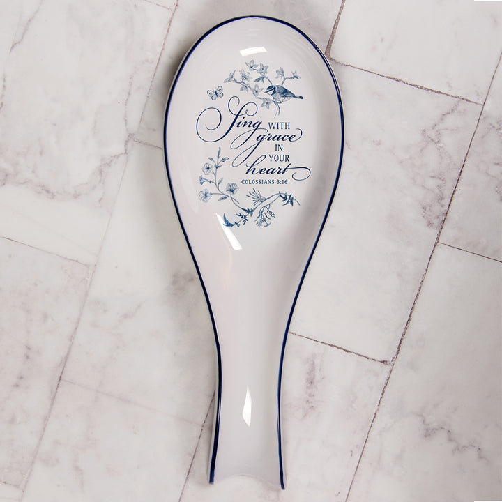 Sing With Grace In Your Heart Ceramic Spoon Rest - Colossians 3:16