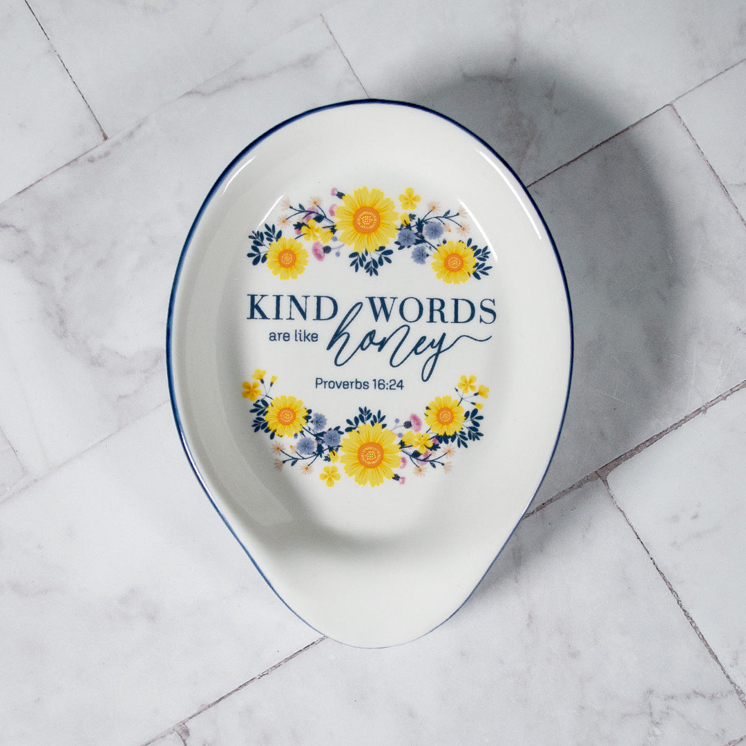 Kind Words Are Like Honey Ceramic Spoon Rest - Proverbs 16:24