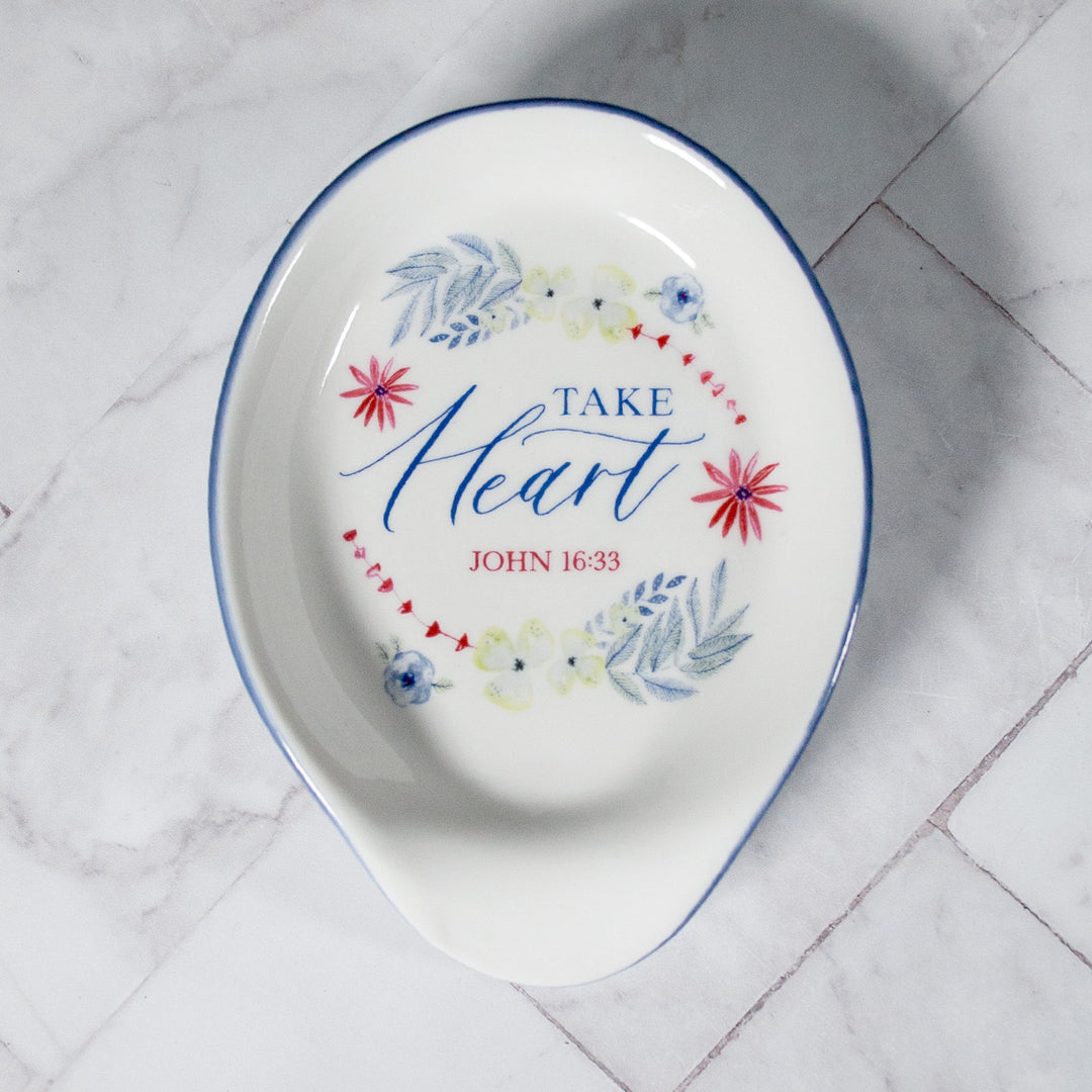 Take Heart Ceramic Spoon Rest - John 16:33