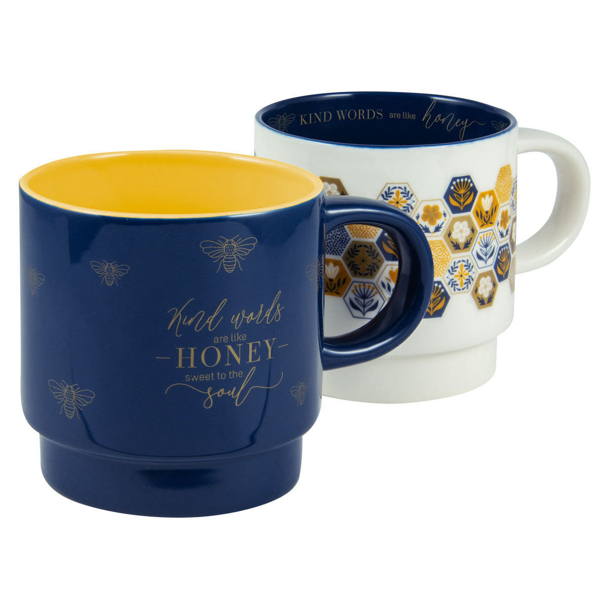 Kind Words Are Like Honey Stackable Two Piece Ceramic Mug Set - Proverbs 16:24