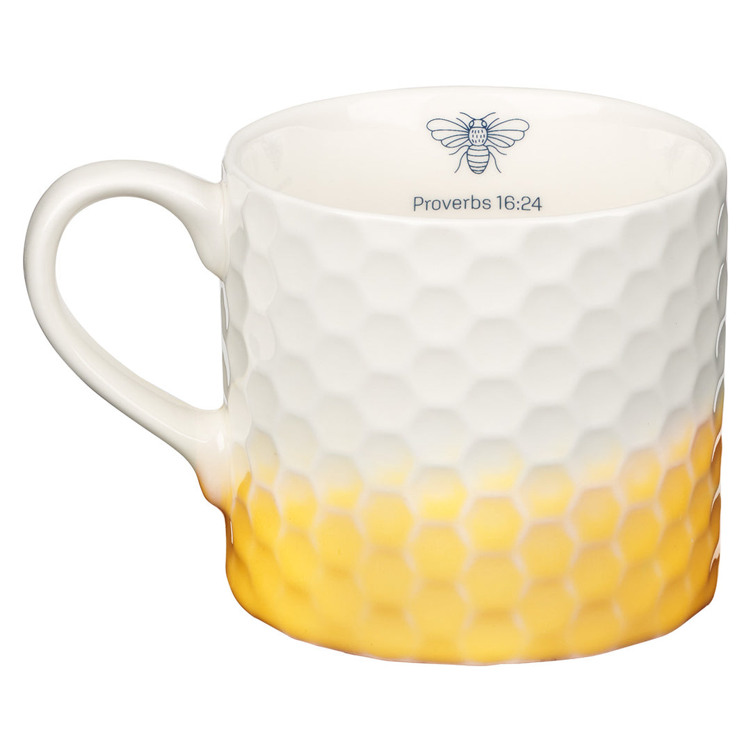 Kindness Matters White & Yellow Ceramic Mug - Proverbs 16:24