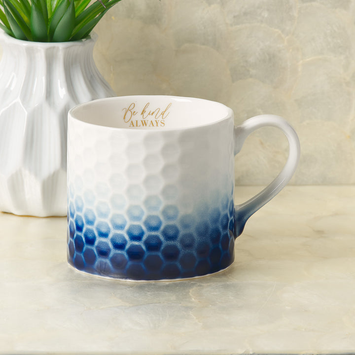 Be Kind Always White & Blue Ceramic Mug - Proverbs 16:24