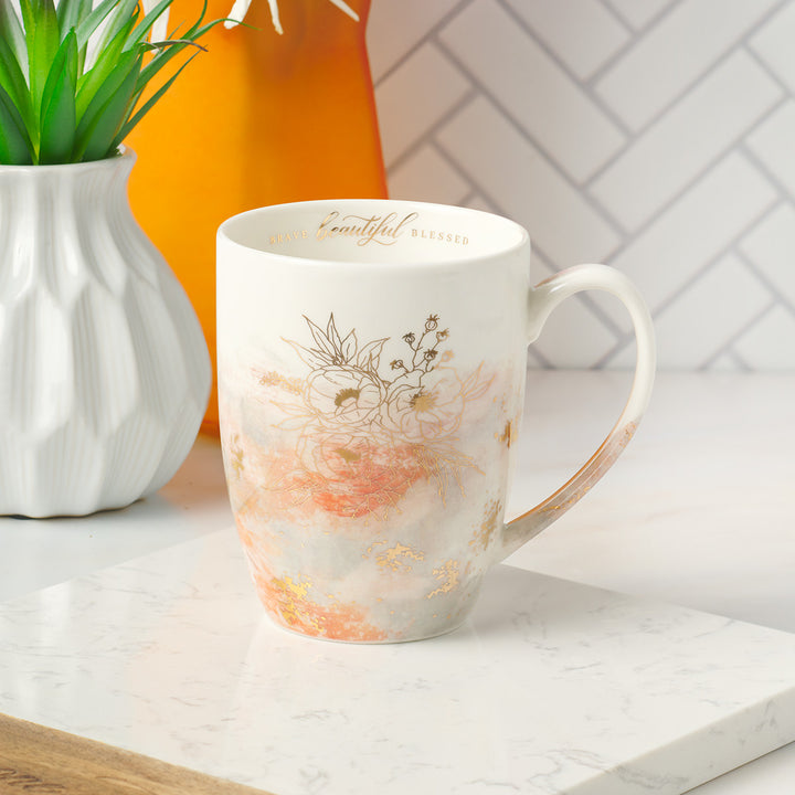 Brave Beautiful Blessed Floral Ceramic Mug