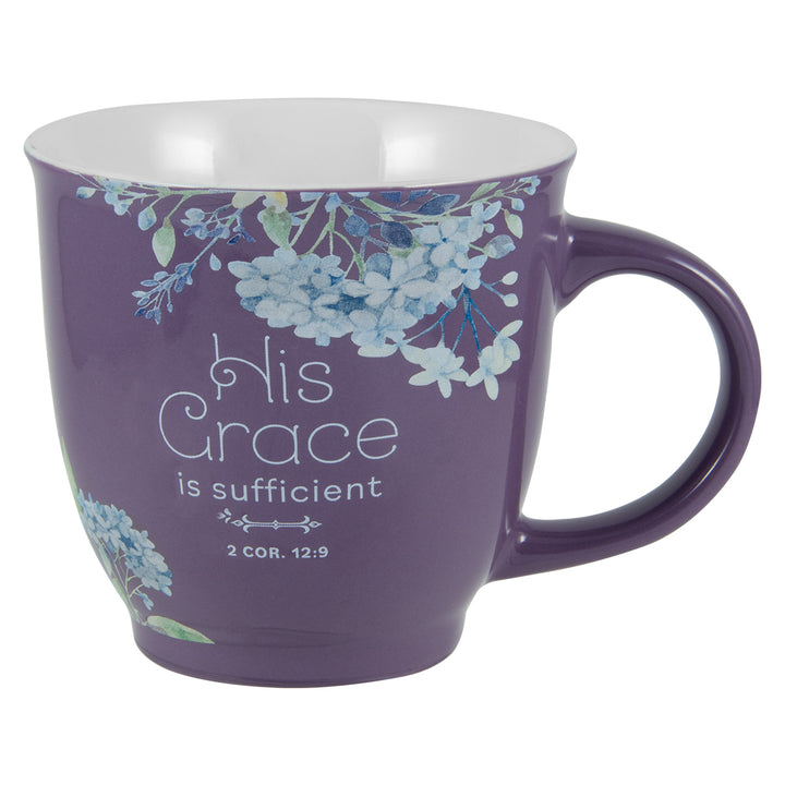 His Grace Is Sufficient Purple Ceramic Mug - 2 Corinthians 12:9