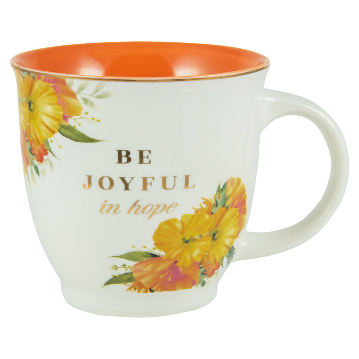 Be Joyful In Hope Ceramic Mug With Orange Interior - Romans 12:12