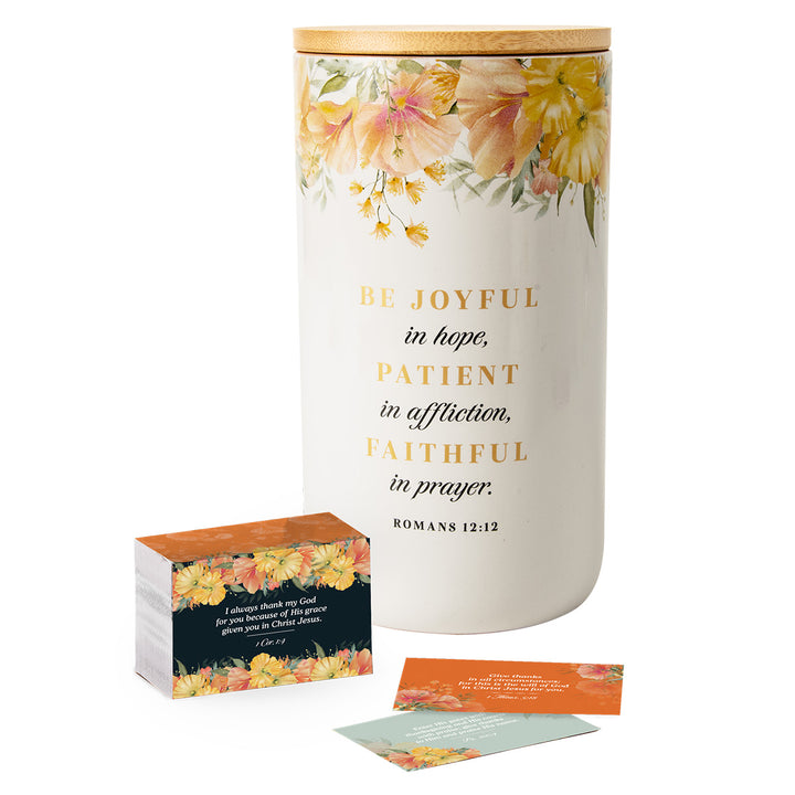 Be Joyful In Hope Ceramic Gratitude Jar With Cards - Romans 12:12