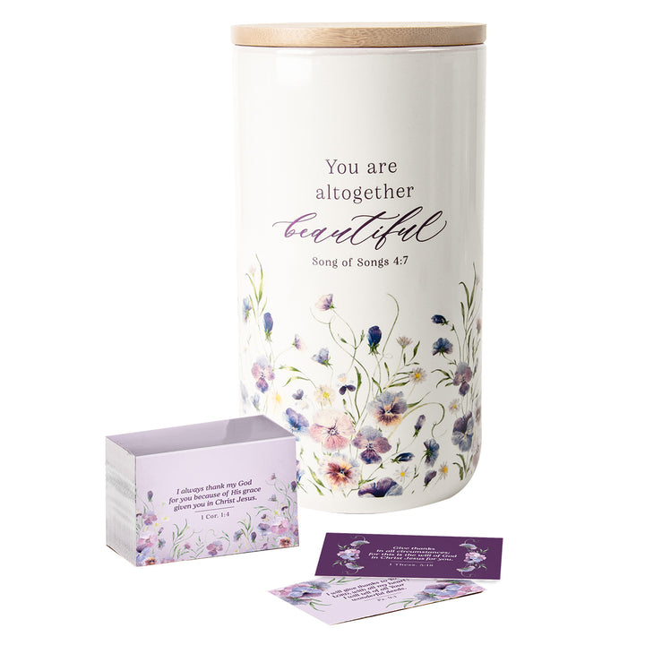 You Are Altogether Beautiful Ceramic Gratitude Jar With Cards - Song of Songs 4:7