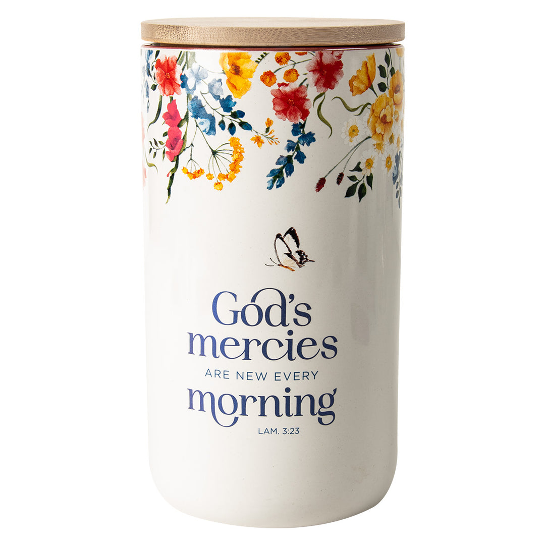 God's Mercies Are New Every Morning Ceramic Gratitude Jar With Cards - Lamentations 3:23