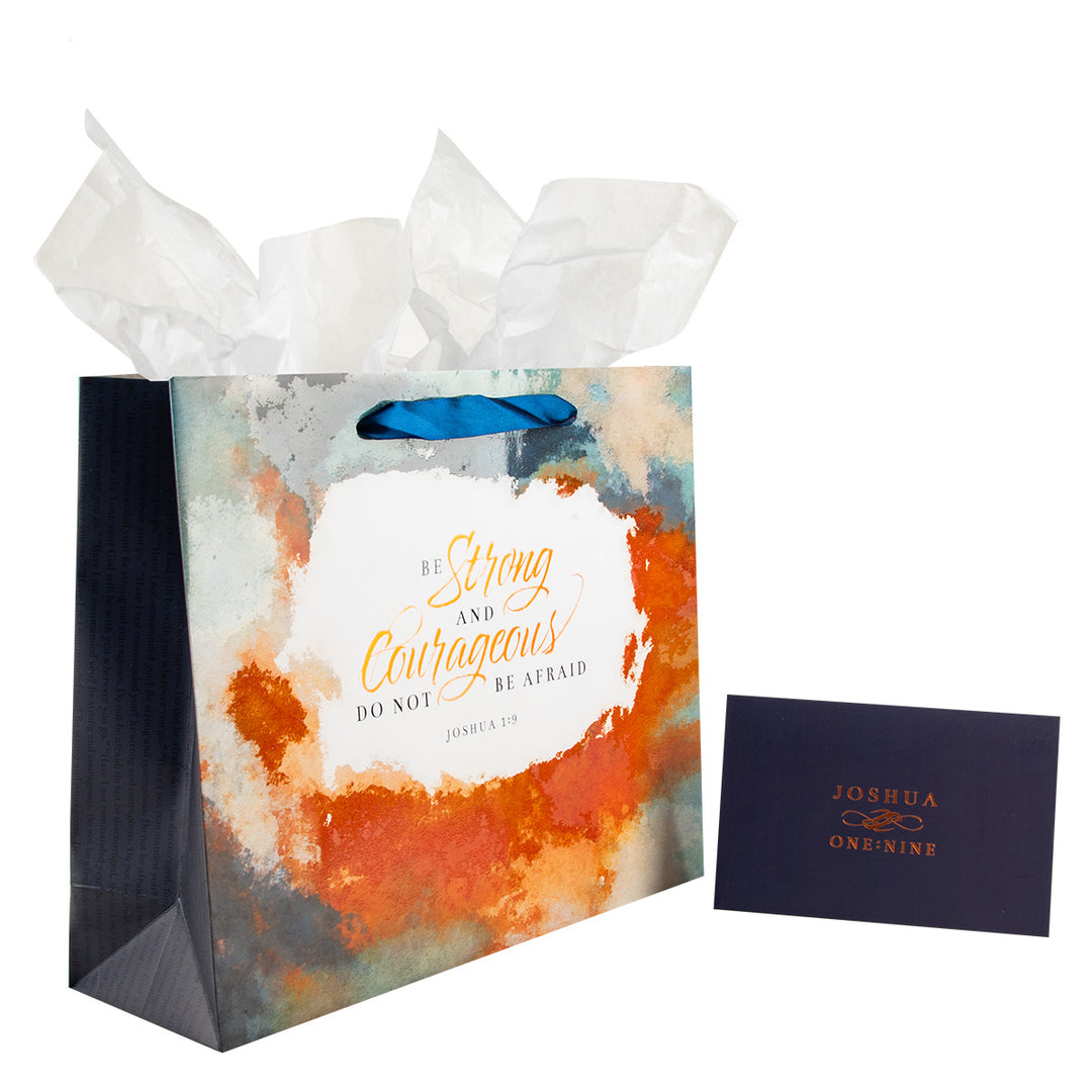 Be Strong And Courageous Large Landscape Gift Bag With Card - Joshua 1:9