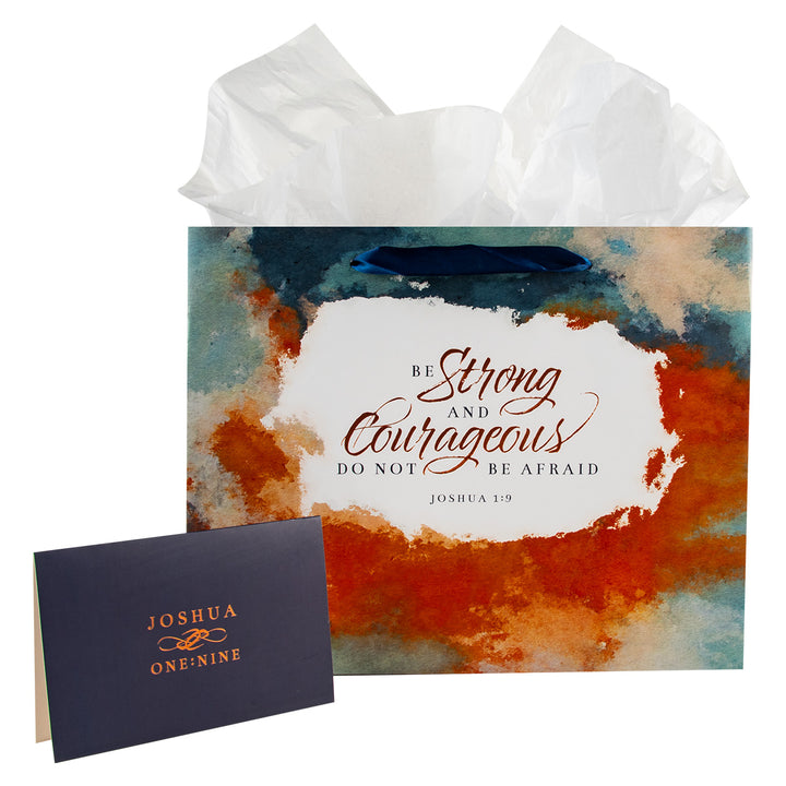 Be Strong And Courageous Large Landscape Gift Bag With Card - Joshua 1:9