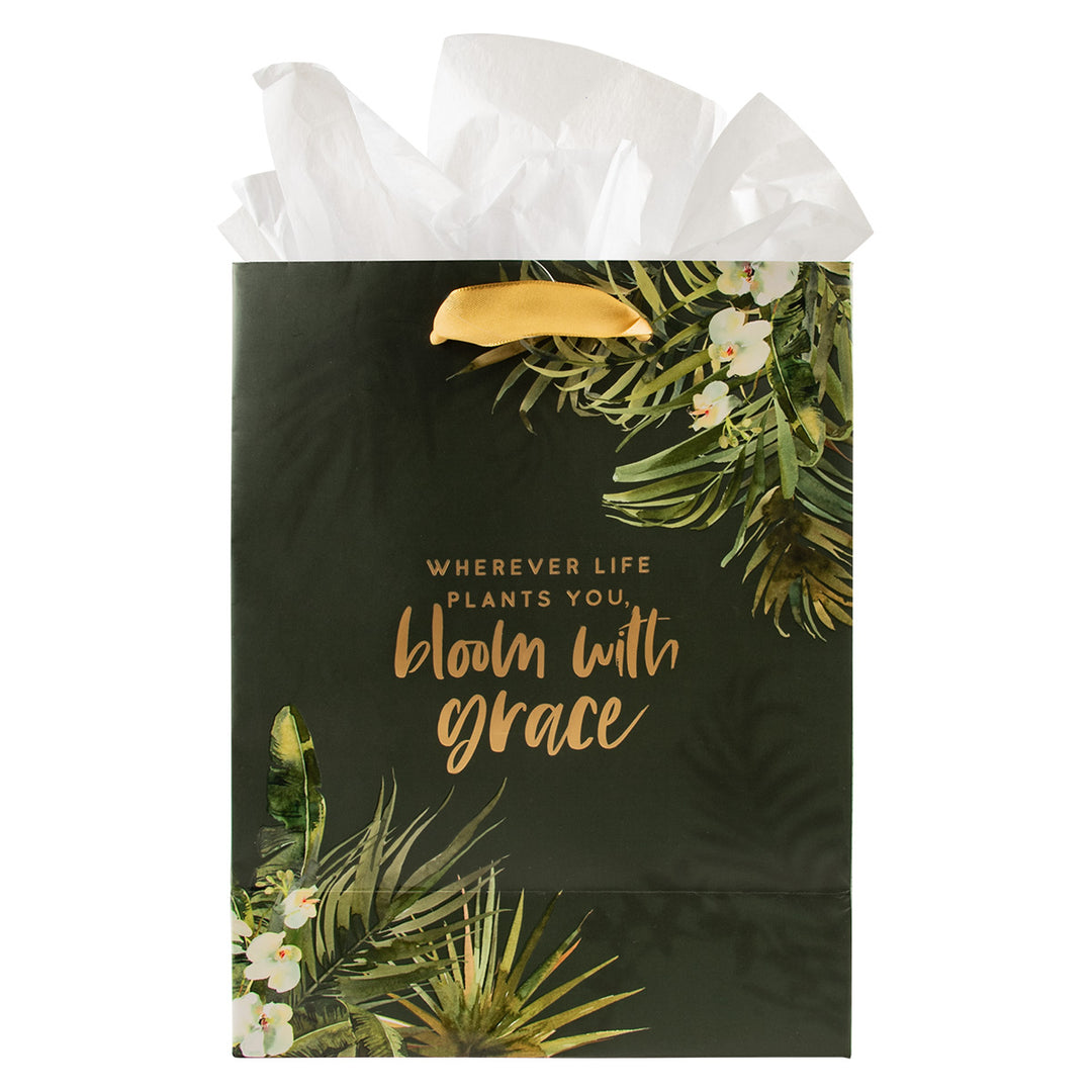Where Life Plants You Bloom With Grace Medium Gift Bag With Gift Tag