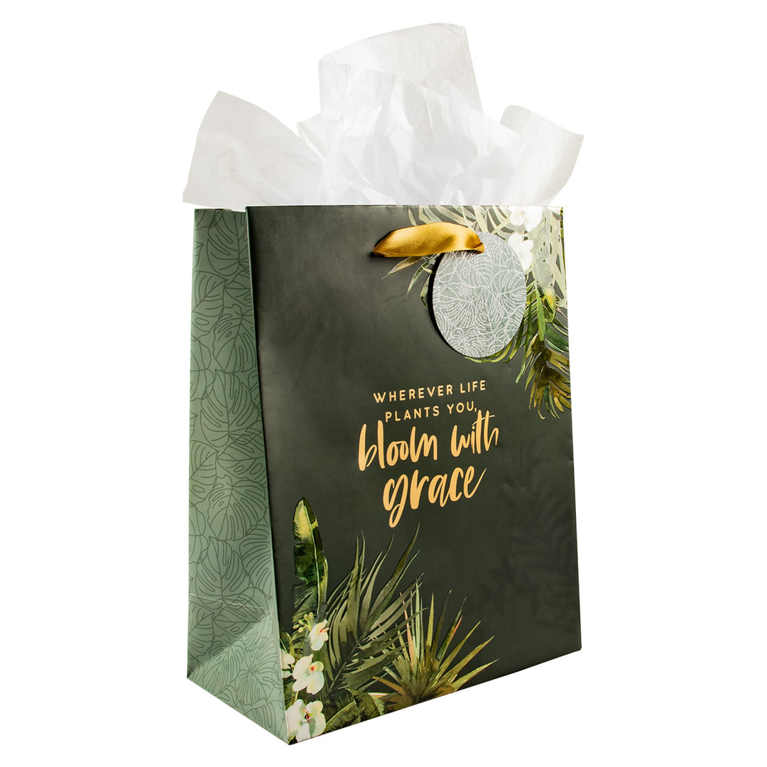 Where Life Plants You Bloom With Grace Medium Gift Bag With Gift Tag