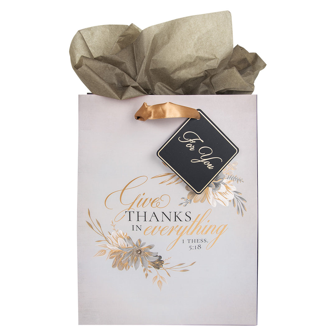 Give Thanks In Everything Medium Gift Bag With Gift Tag - 1 Thessalonians 5:18