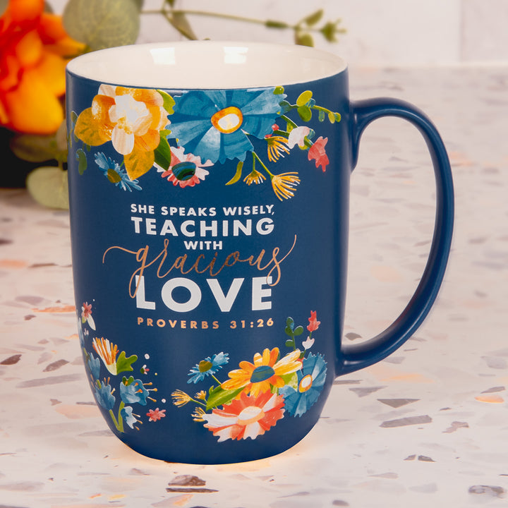 She Speaks Wisely, Teaching with Gracious Love Ceramic Mug