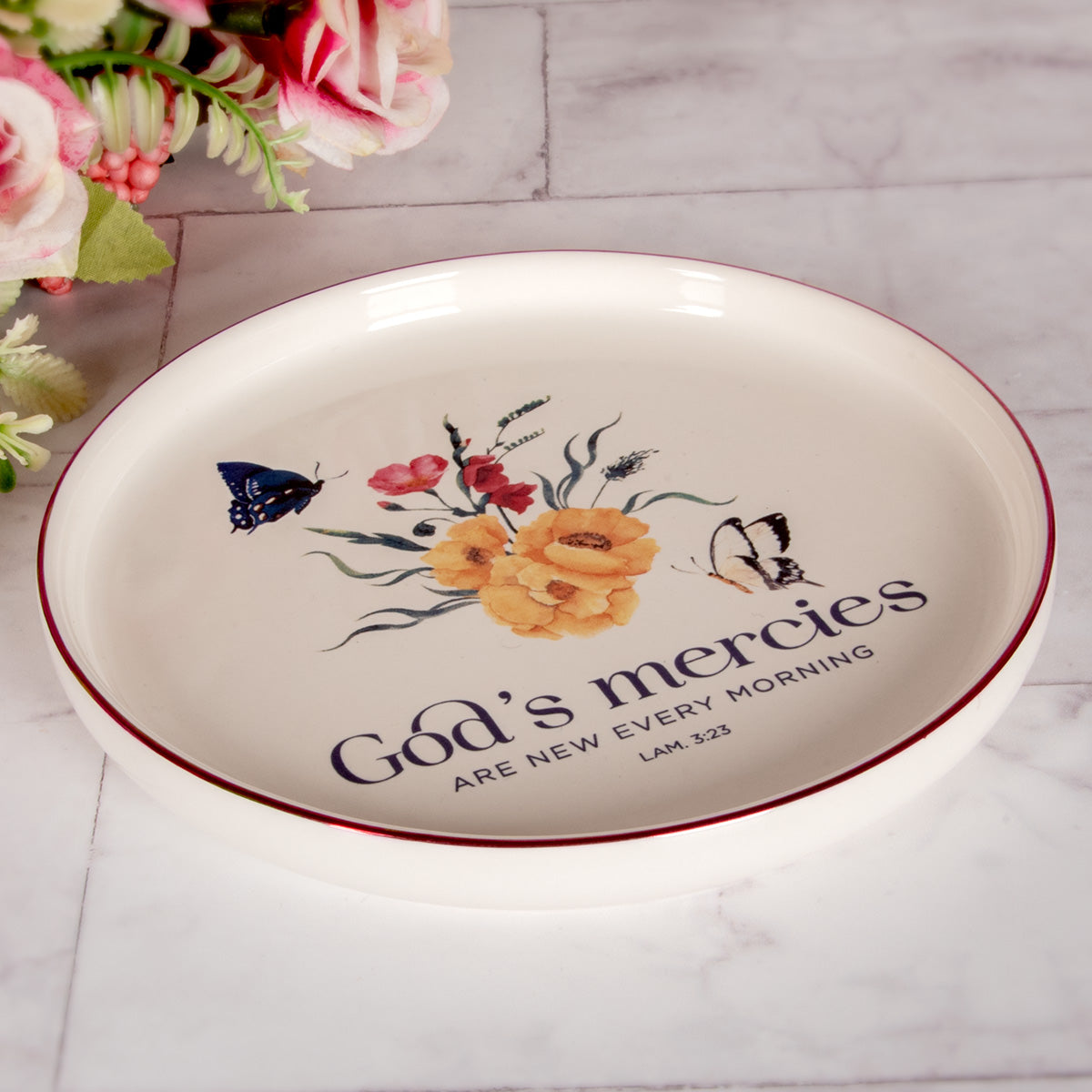 God's Mercies Are New Every Morning Ceramic Trinket Tray - Lamentations 3:23