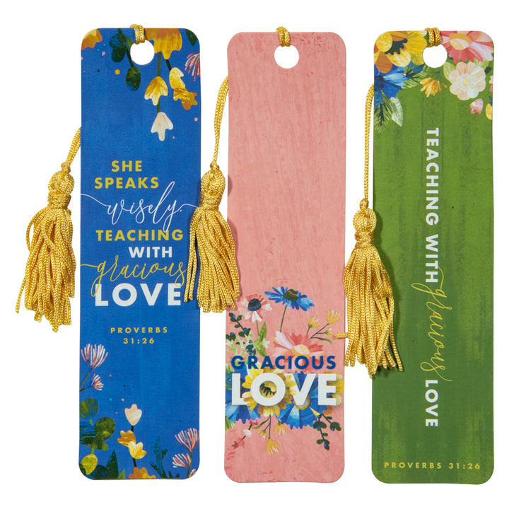 Teacher Collection Three Piece Bookmark With Tassel Set - Proverbs 31:26