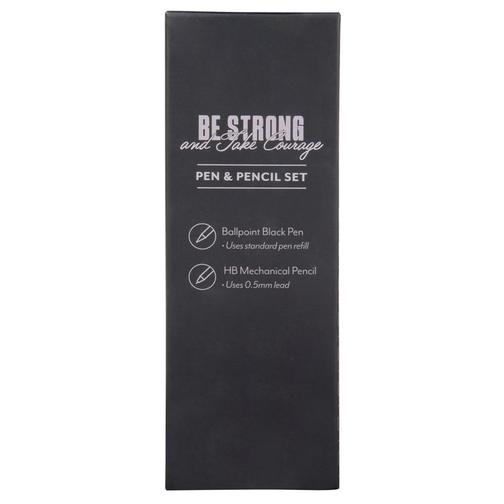 Be Strong, Take Courage Executive Black Pen and Pencil Set