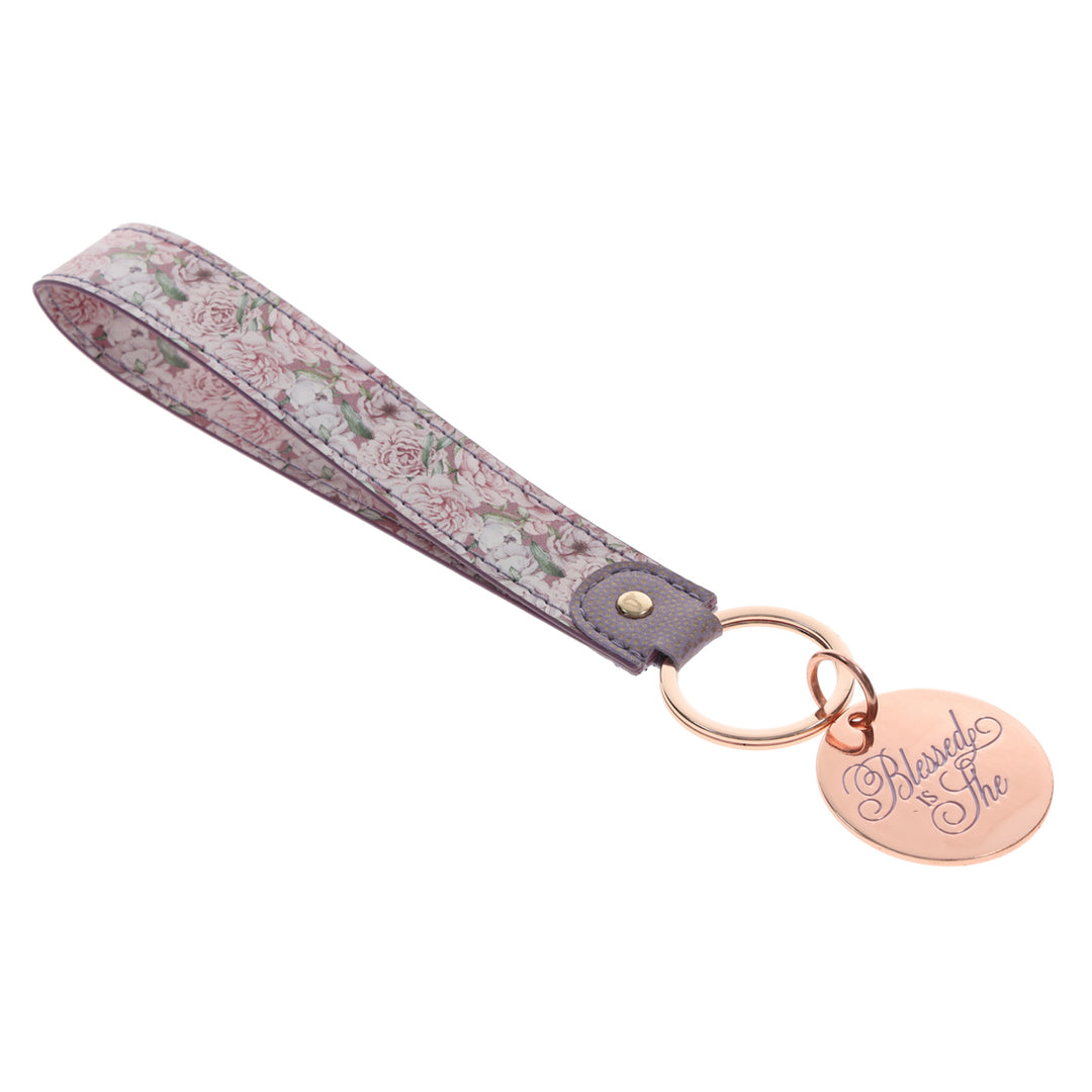 Blessed Is She Faux Leather Key Ring - Luke 1:45