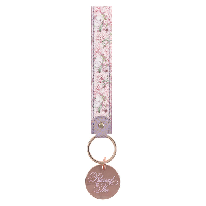 Blessed Is She Faux Leather Key Ring - Luke 1:45