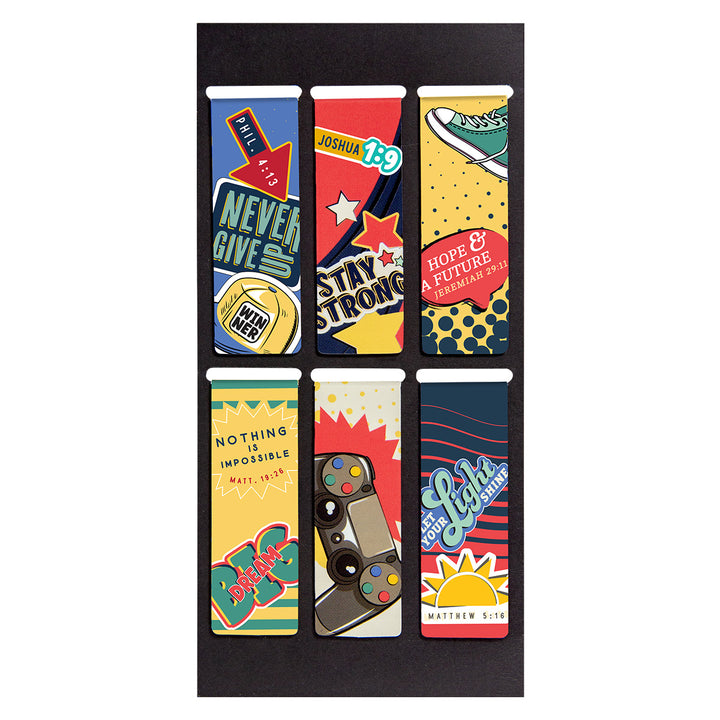 Motivational Sticker Six Piece Magnetic Bookmark Set