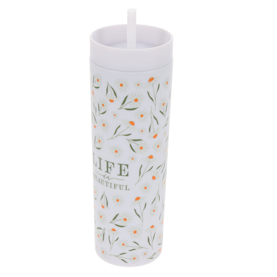 Life Is Beautiful Plastic Tumbler With Straw