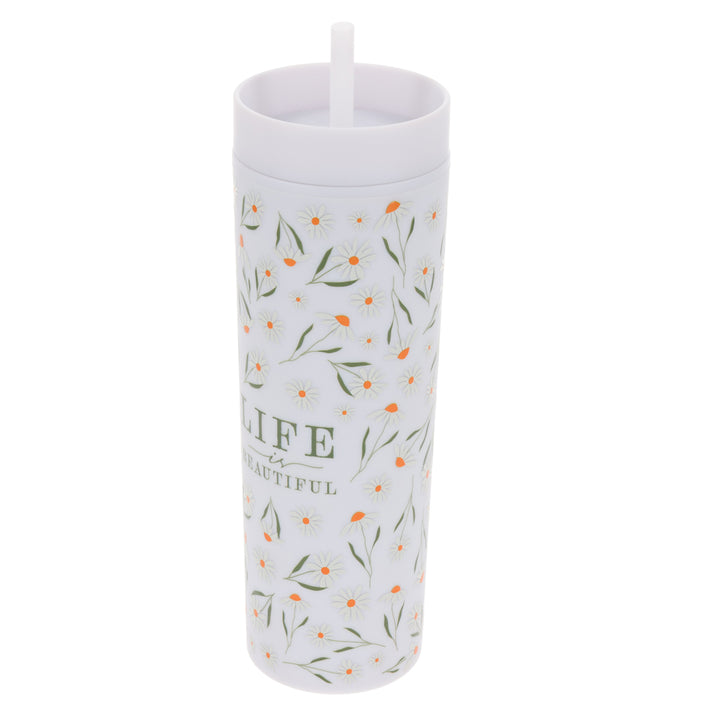 Life Is Beautiful Plastic Tumbler With Straw