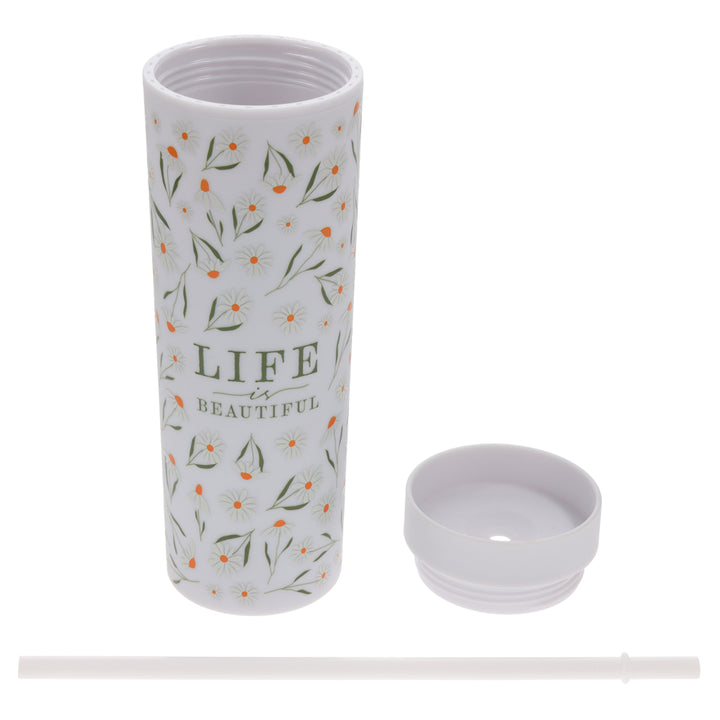 Life Is Beautiful Plastic Tumbler With Straw