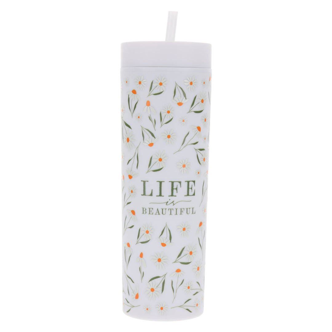 Life Is Beautiful Plastic Tumbler With Straw