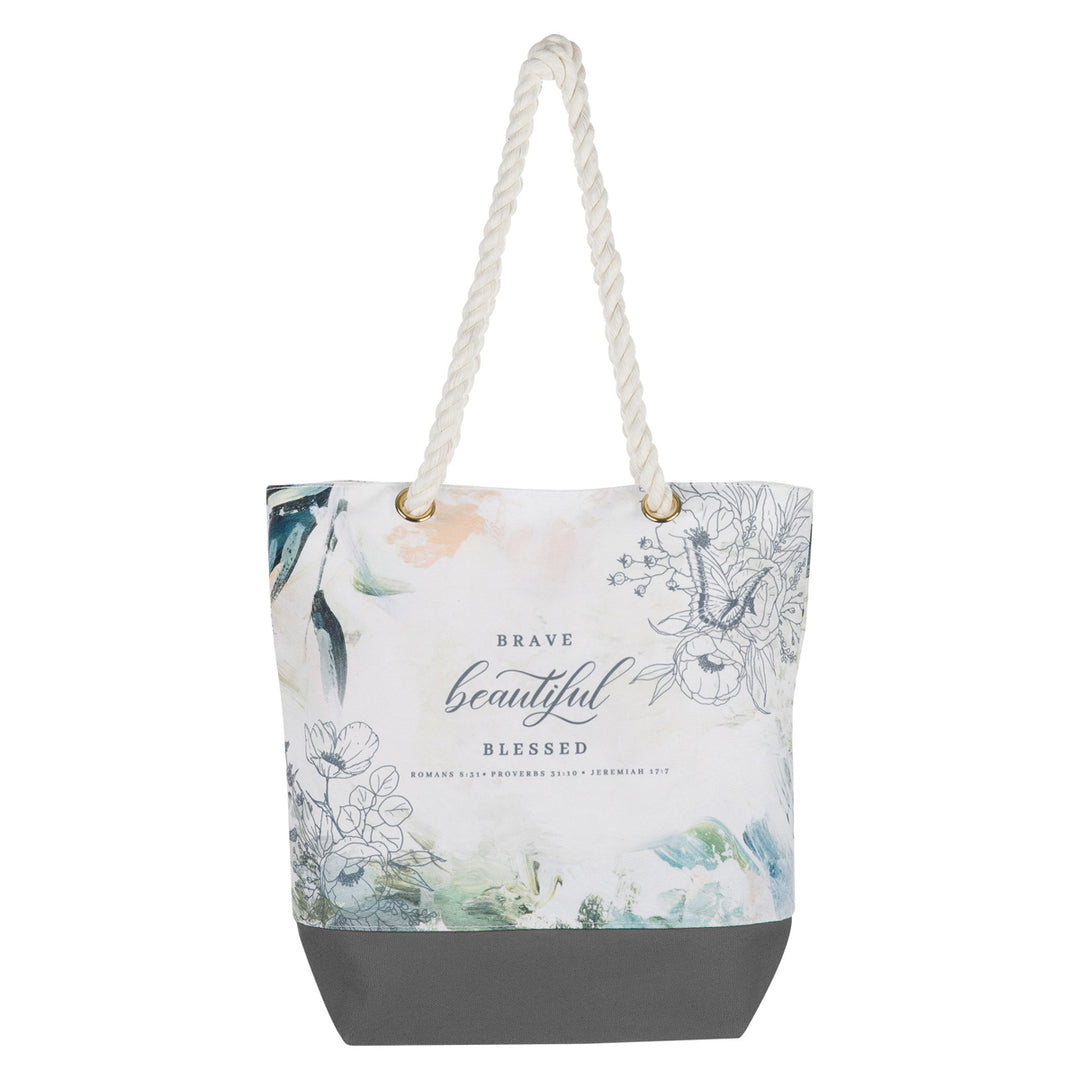 Brave Beautiful Blessed Cotton Canvas Tote Bag