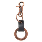 Be Strong and Courageous Metal Key Ring with Genuine Leather Detail