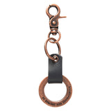 Be Strong and Courageous Metal Key Ring with Genuine Leather Detail
