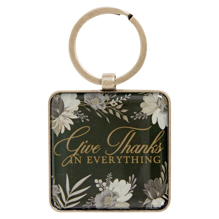 Give Thanks in Everything Epoxy Metal Key Ring - 1 Thessalonians 5:18