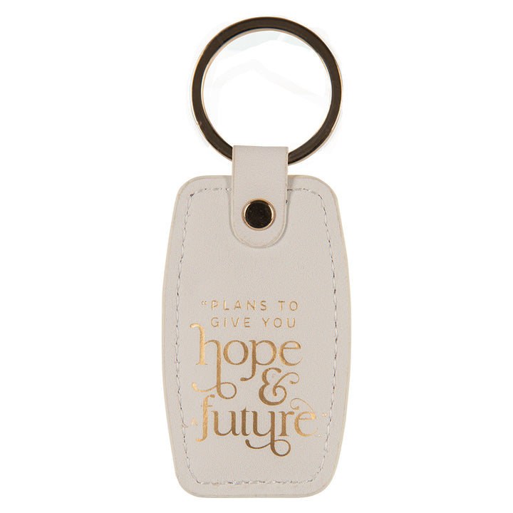 Plans to Give You Hope and a Future Genuine Leather Key Ring - Jeremiah 29:11