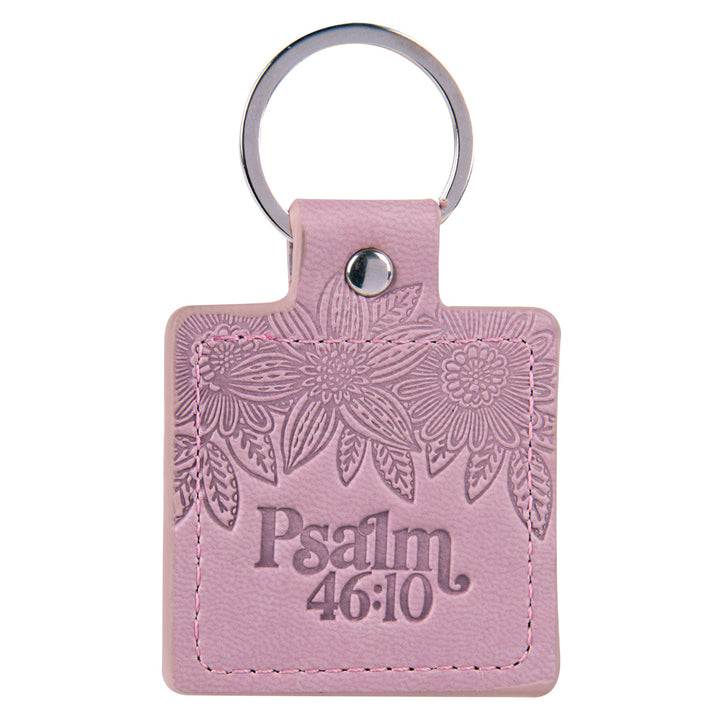 Be Still and Know Metal and Faux Leather Key Ring