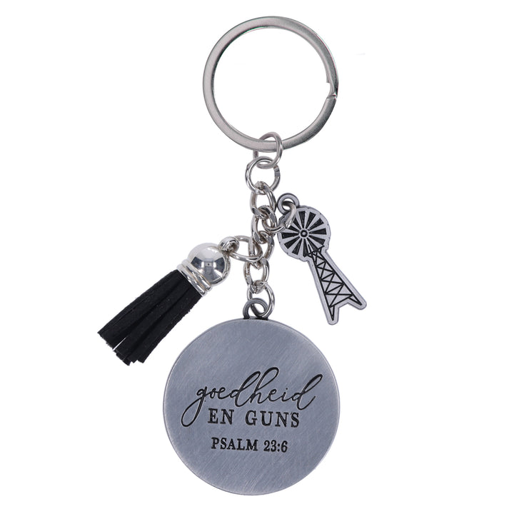 Goedheid en Guns Afrikaans Metal Key Ring