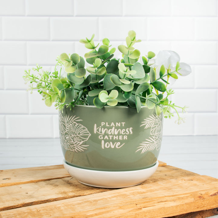 Plant Kindness Gather Love Ceramic Planter