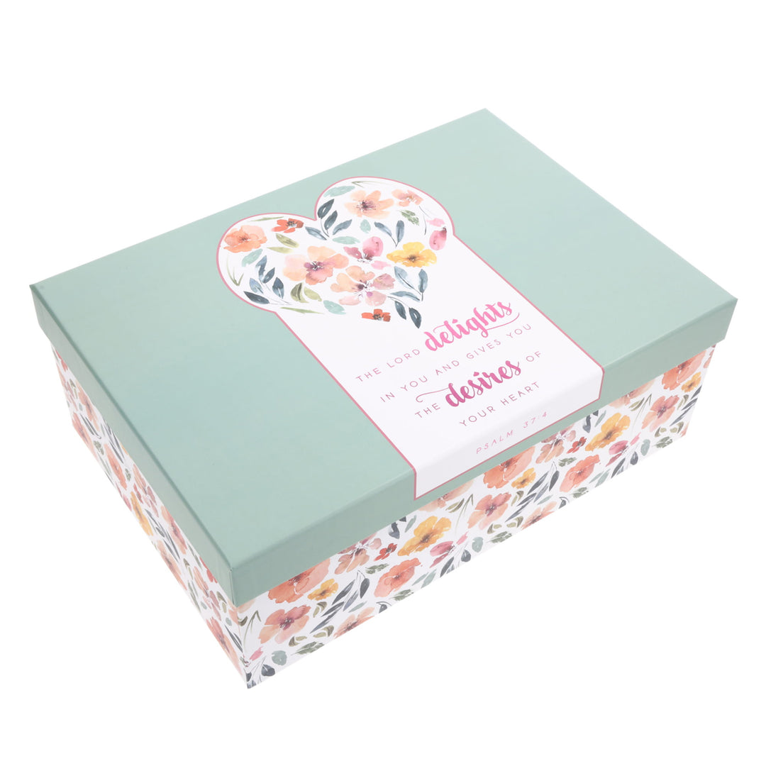 The Lord Delights in You & Gives You the Desires of Your Heart Medium Stackable Gift Box