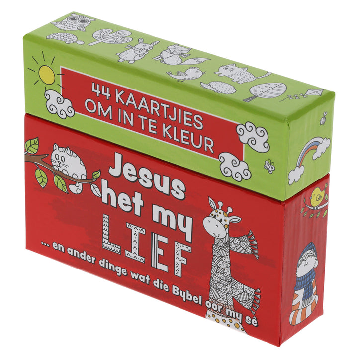 Jesus Het My Lief Afrikaans Coloring Boxed Cards for Children