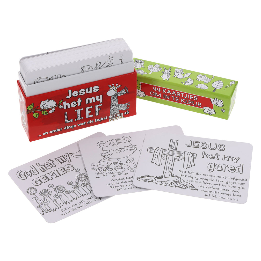 Jesus Het My Lief Afrikaans Coloring Boxed Cards for Children