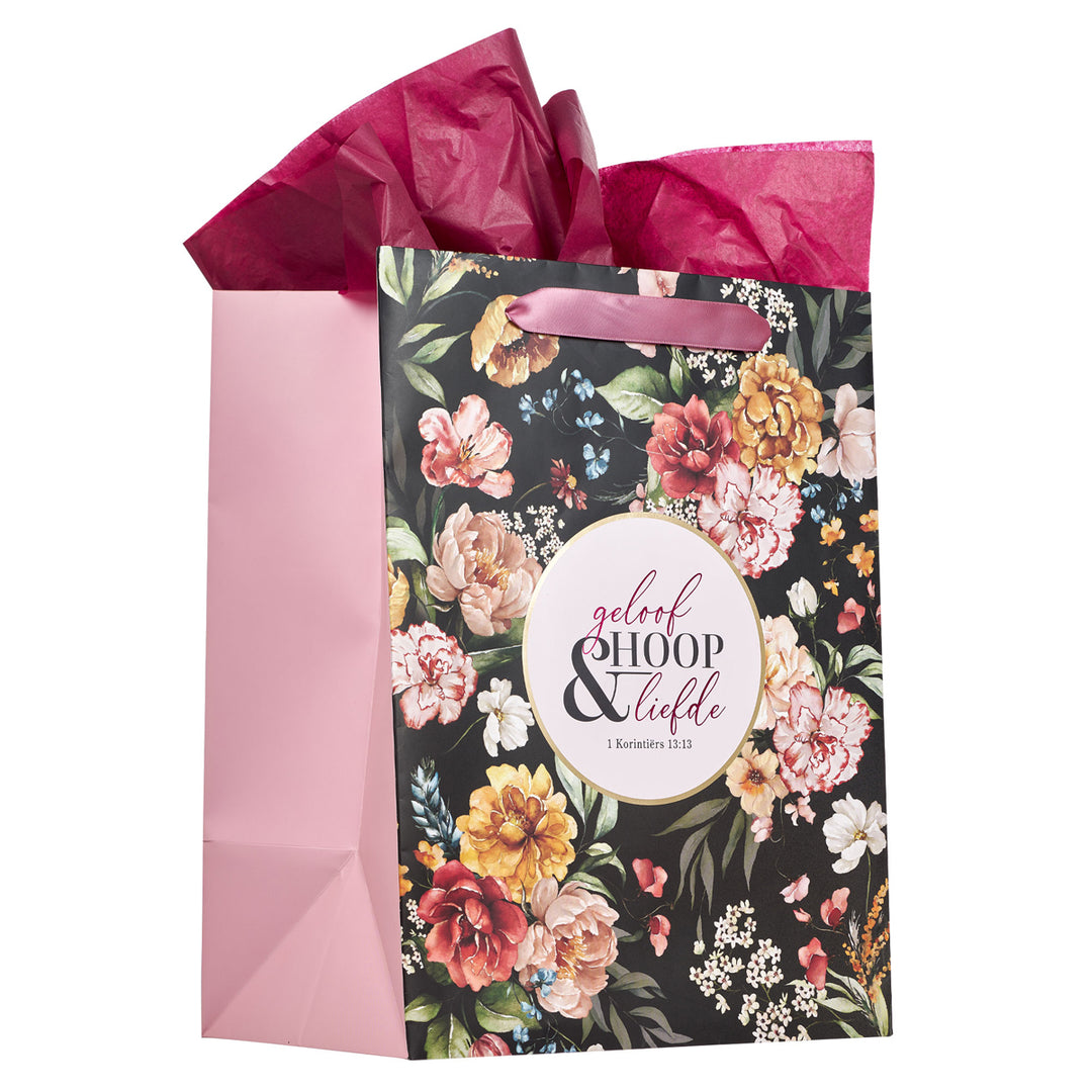 Geloof Hoop en Liefde Afrikaans Portrait Gift Bag with Card