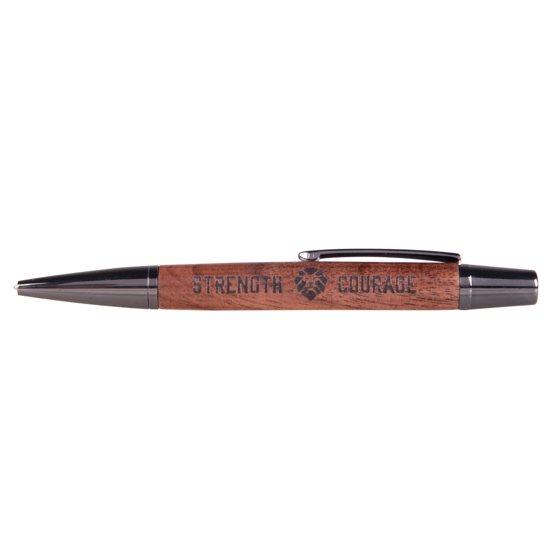 Strength, Courage Wooden Finish Pen in Gift Box