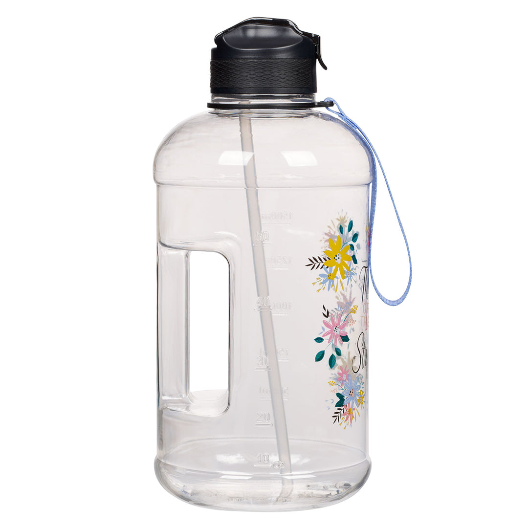 The Joy of the Lord Is My Strength Plastic Water Bottle with Sleeve and Strap