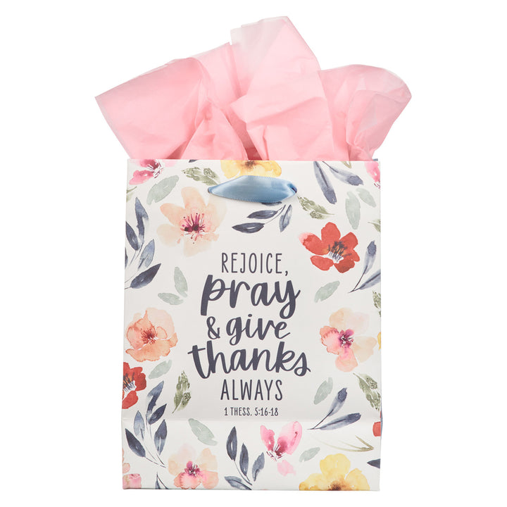 Rejoice, Pray and Give Thanks Always Medium Gift Bag with Gift Tag